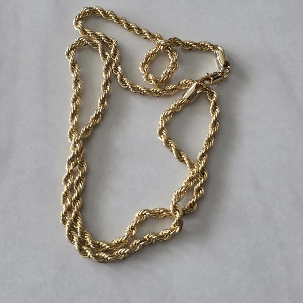 14K Yellow Gold Rope 5mm Italy  Chain Twist Link Necklace Hollow Thick New 23G - Picture 2 of 8